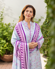 Gul Ahmed Printed Linen 3 Piece Unstitched Suit with Printed Dupatta
