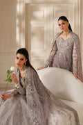 Embroidered Handmade Net 15-Piece Unstitched Suit With Silk & Organza Borders, Embroidered Net Dupatta & Dyed Silk Trousers