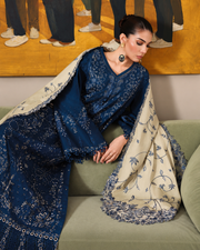 Riaz Arts Exclusive by Nurèh Embroidered Marina Suit with Embroidered Wool Shawl