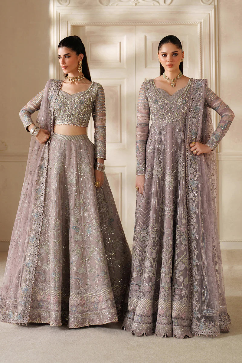 Embroidered Handmade Net 15-Piece Unstitched Suit With Silk & Organza Borders, Embroidered Net Dupatta & Dyed Silk Trousers