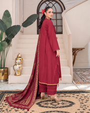 Riaz Arts Deedar Wool Touch Peach Suit with Banarsi Jacquard Wool Shawl