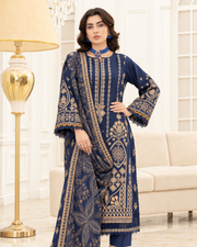 Mahveen by Johra Luxury Winter Embroidered Peach Leather Suit with Wool Shawl