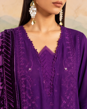 Riaz Arts Exclusive by Daria Embroidered Leather Peach Suit with Velvet Palachi Shawl