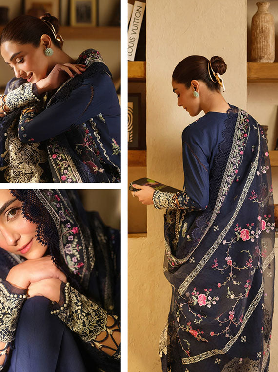 Maryam Hussain Luxury Lawn Collection2025 (L25-08 Twilight)