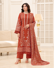 Mahveen by Johra Luxury Winter Embroidered Peach Leather Suit with Wool Shawl