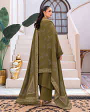 Riaz Arts Deedar Wool Touch Peach Suit with Banarsi Jacquard Wool Shawl