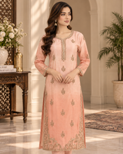 Peach Gold Handworked 3-Piece Ready to Wear Formal Suit
