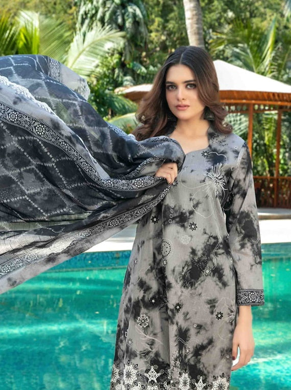 Thamina By Tawakkal Slub Lawn Collection 2025 (D-1201)