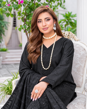 Riaz Arts Musfirah Luxury Winter Embroidered Wool Touch Peach Suit