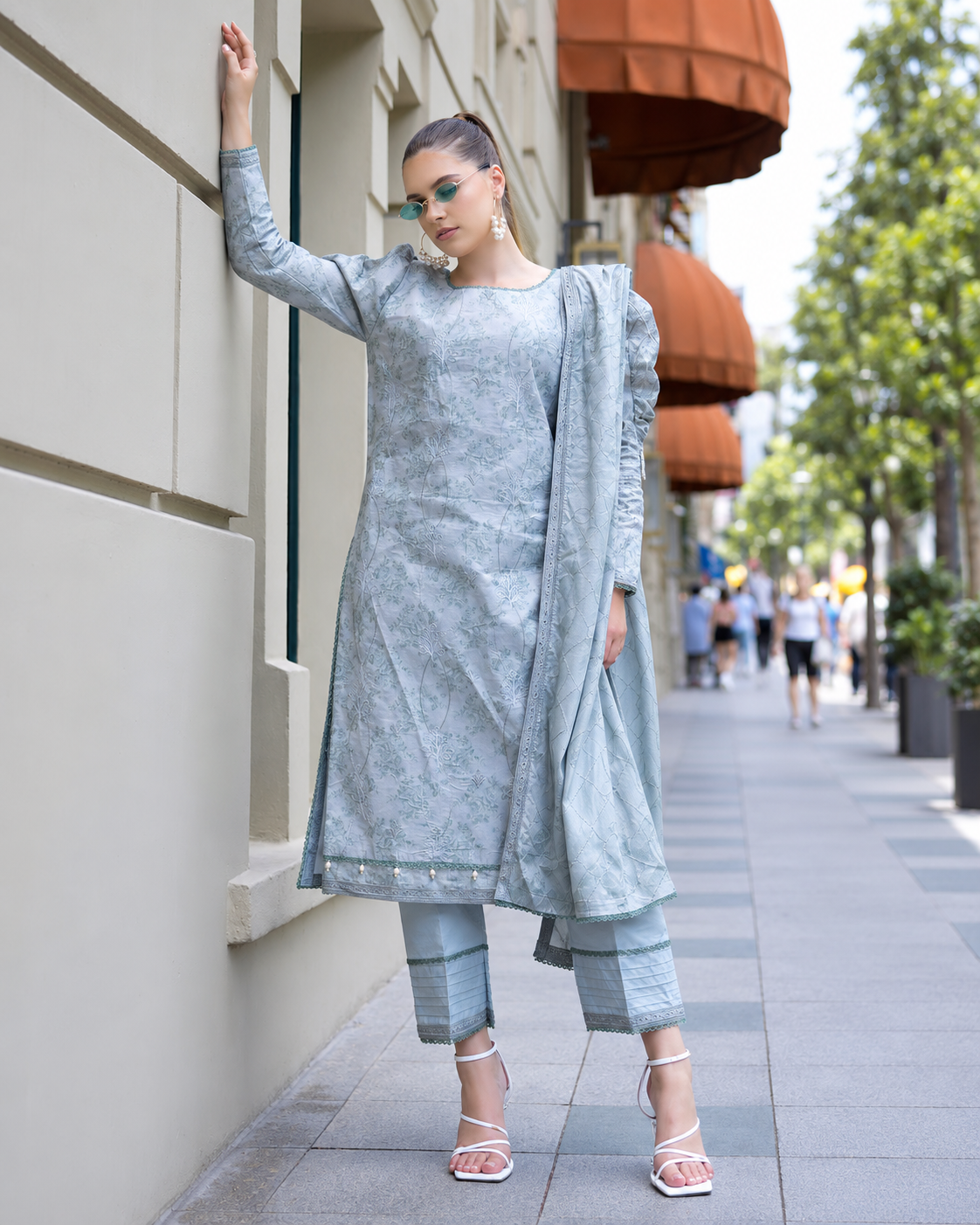 Alzohaib DHAGAKARI Digital Printed Embroidered 3 Piece Lawn Suit