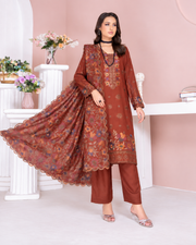 Riaz Arts Kamyar Luxury Winter Embroidered Wool Touch Peach Suit