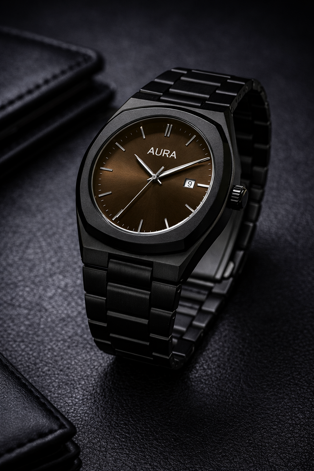 Arabic Black Aura Watch – Stainless Steel Quartz Luxury Men’s Timepiece