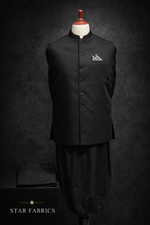 Premium Black Shalwar Kameez with Waistcoat – Wash & Wear Men’s Elegant Suit | Star Fabrics