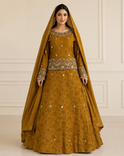 Mustard Mehndi Dress – Handmade Lehenga Set