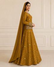 Mustard Mehndi Dress – Handmade Lehenga Set