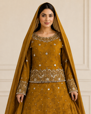 Mustard Mehndi Dress – Handmade Lehenga Set