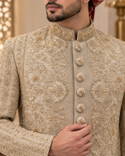 Luxury Handmade Groom Sherwani Full Set – Kullah, Inner Suit & Khussa