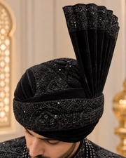 Luxury Black Handmade Groom Sherwani Full Set with Kullah & Khussa