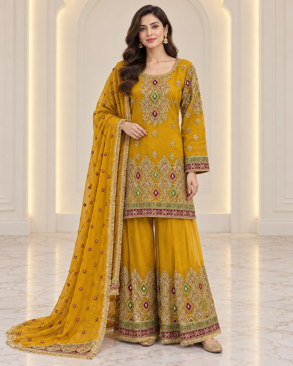 Designer Mehndi Palazzo – Luxury Festive Outfit