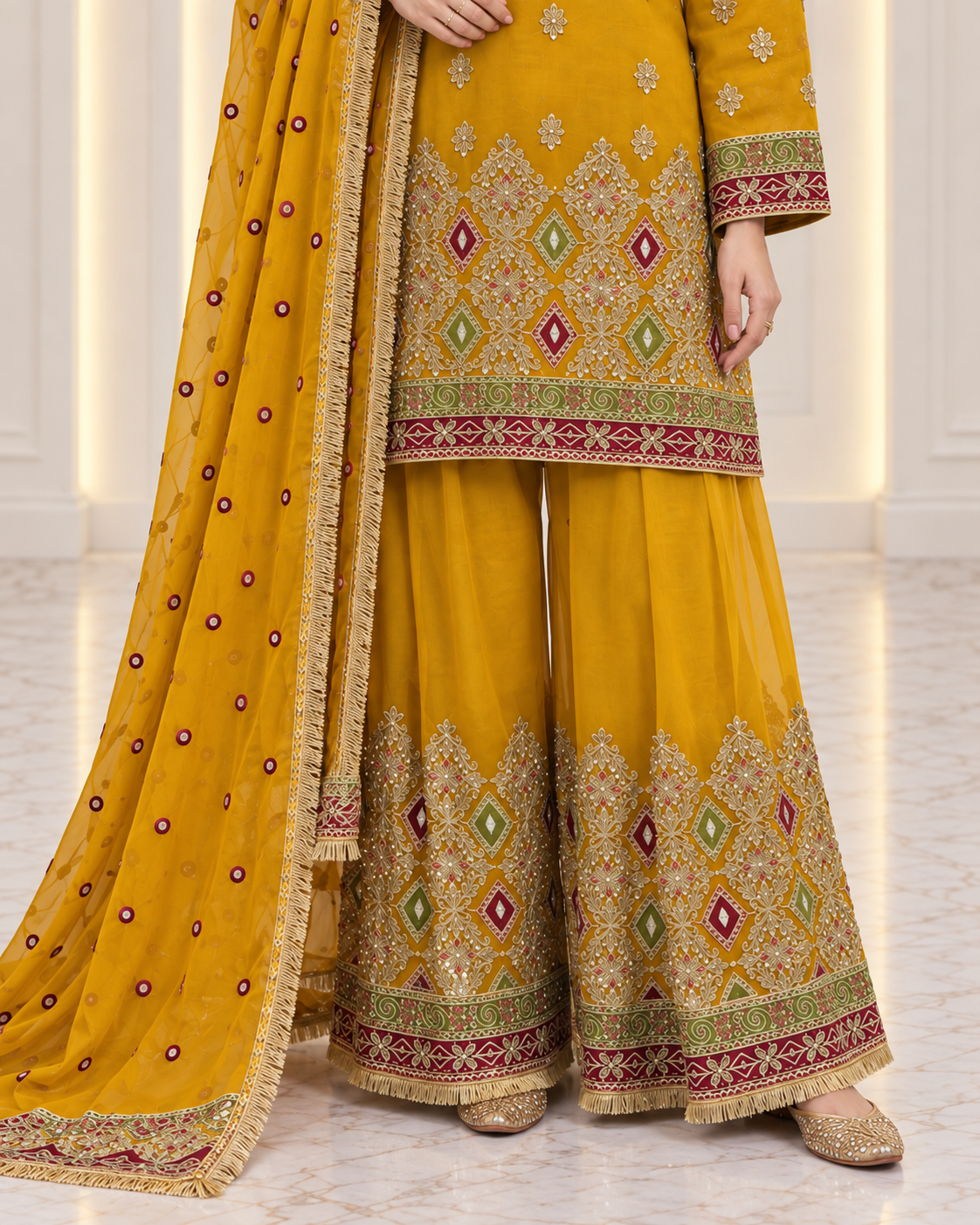 Designer Mehndi Palazzo – Luxury Festive Outfit