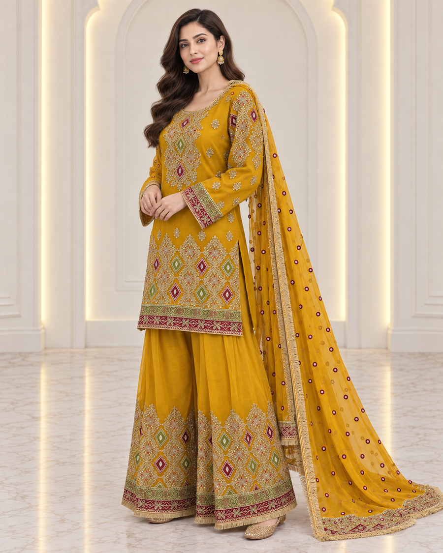 Designer Mehndi Palazzo – Luxury Festive Outfit