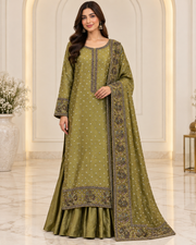 Elegant Mehndi Dress with Trouser – Two-Piece Outfit