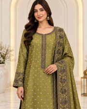 Elegant Mehndi Dress with Trouser – Two-Piece Outfit