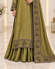 Elegant Mehndi Dress with Trouser – Two-Piece Outfit