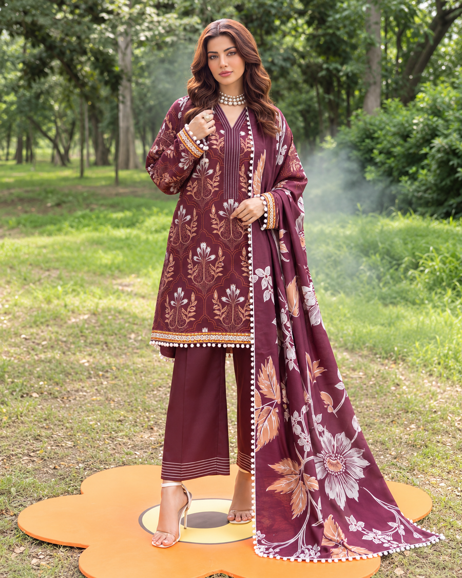 Alzohaib Colors Khaddar Digital Printed 3 Piece Suit