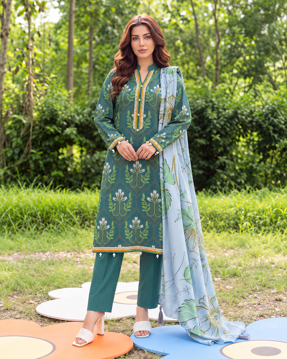 Alzohaib Colors Khaddar Digital Printed 3 Piece Suit