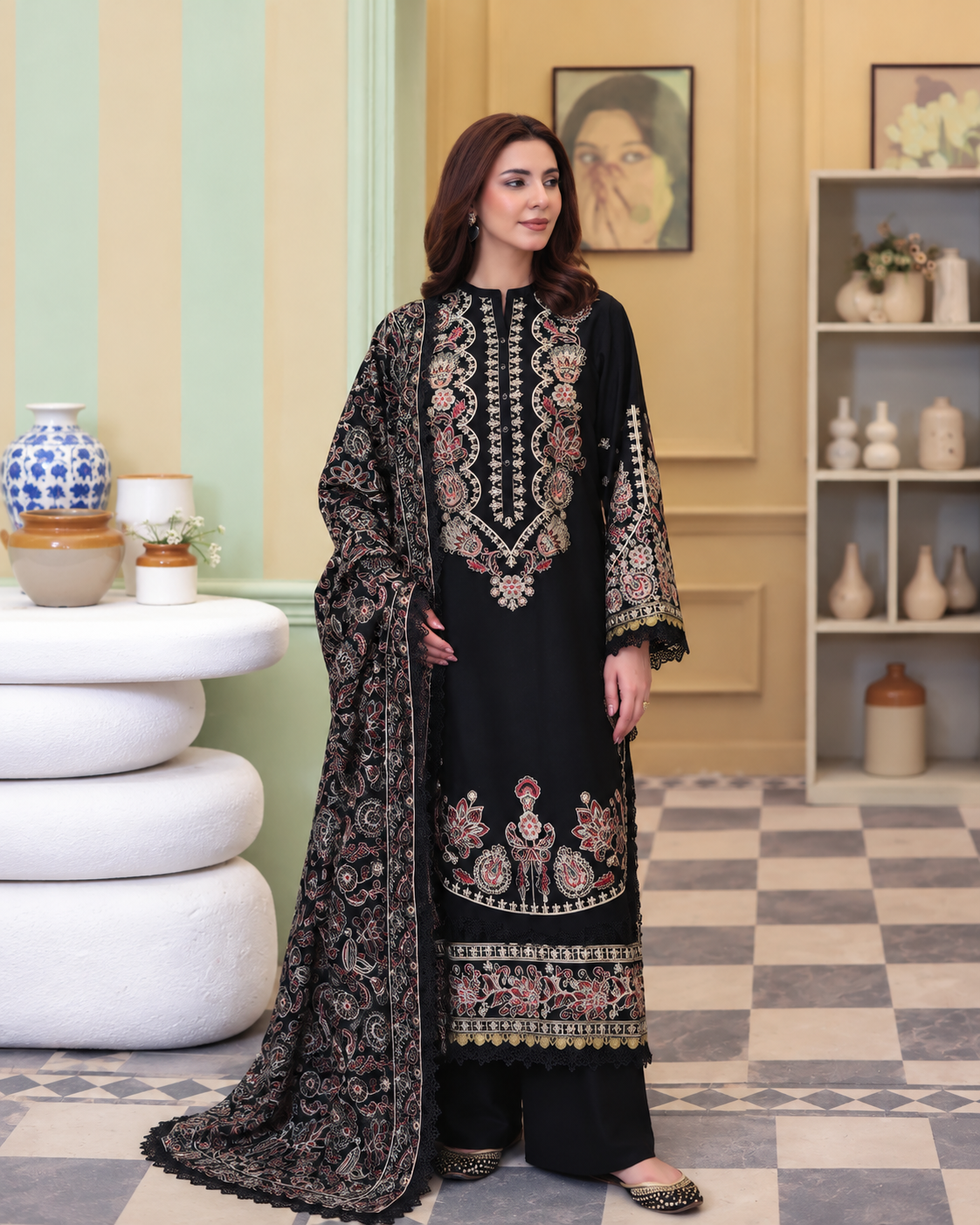 Sehrish by Johra Luxury Embroidered Winter Suit with Embroidered Shawl