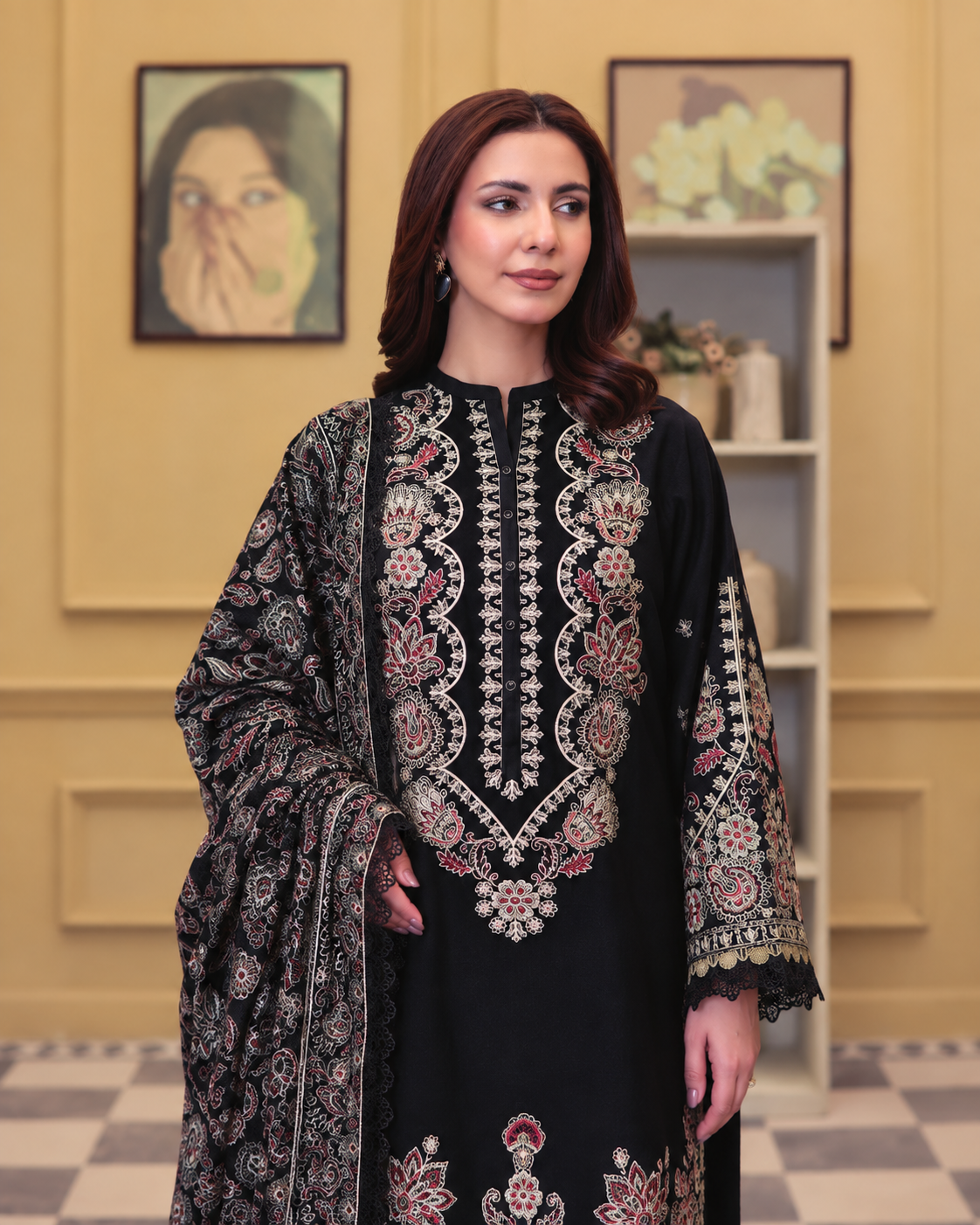 Sehrish by Johra Luxury Embroidered Winter Suit with Embroidered Shawl