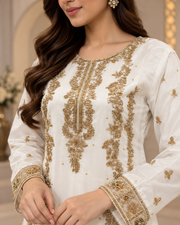 Ivory Gold Handmade Nikah Dress – Ready to Wear & Customizable