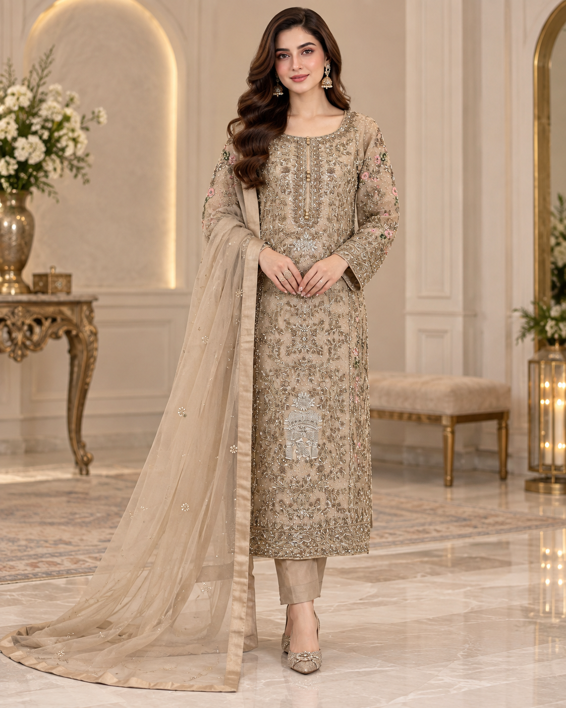 Champagne Gold Handmade Formal Dress – Ready to Wear & Customizable