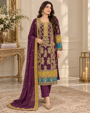 Plum Purple Multicolor Handmade Formal Dress – Ready to Wear & Customizable