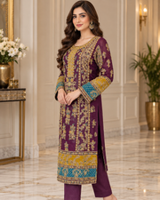 Plum Purple Multicolor Handmade Formal Dress – Ready to Wear & Customizable