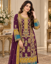 Plum Purple Multicolor Handmade Formal Dress – Ready to Wear & Customizable