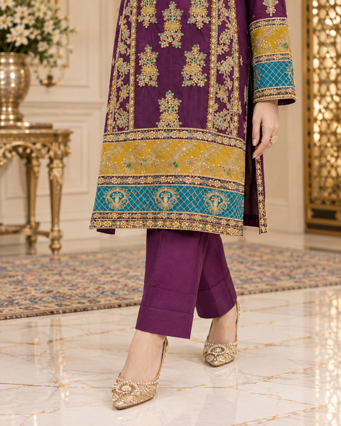 Plum Purple Multicolor Handmade Formal Dress – Ready to Wear & Customizable