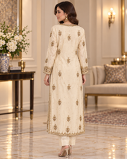 Ivory Gold Handmade Embellished Formal Dress – Ready to Wear & Customizable