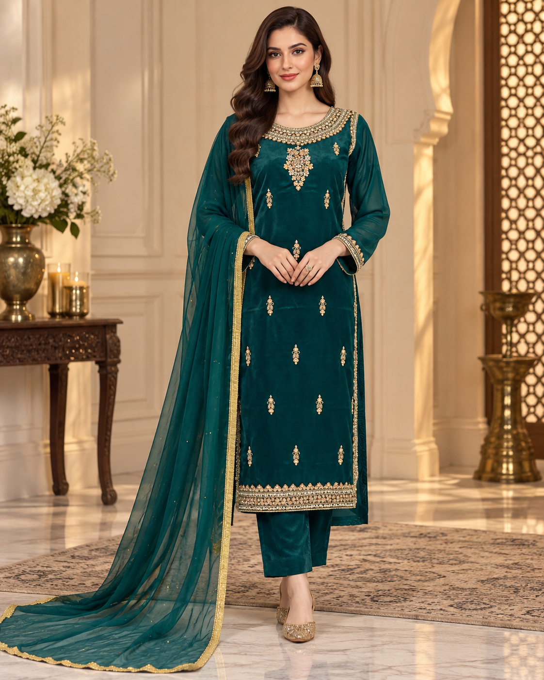 Emerald Green Gold Handmade Formal Dress – Ready to Wear & Customizable