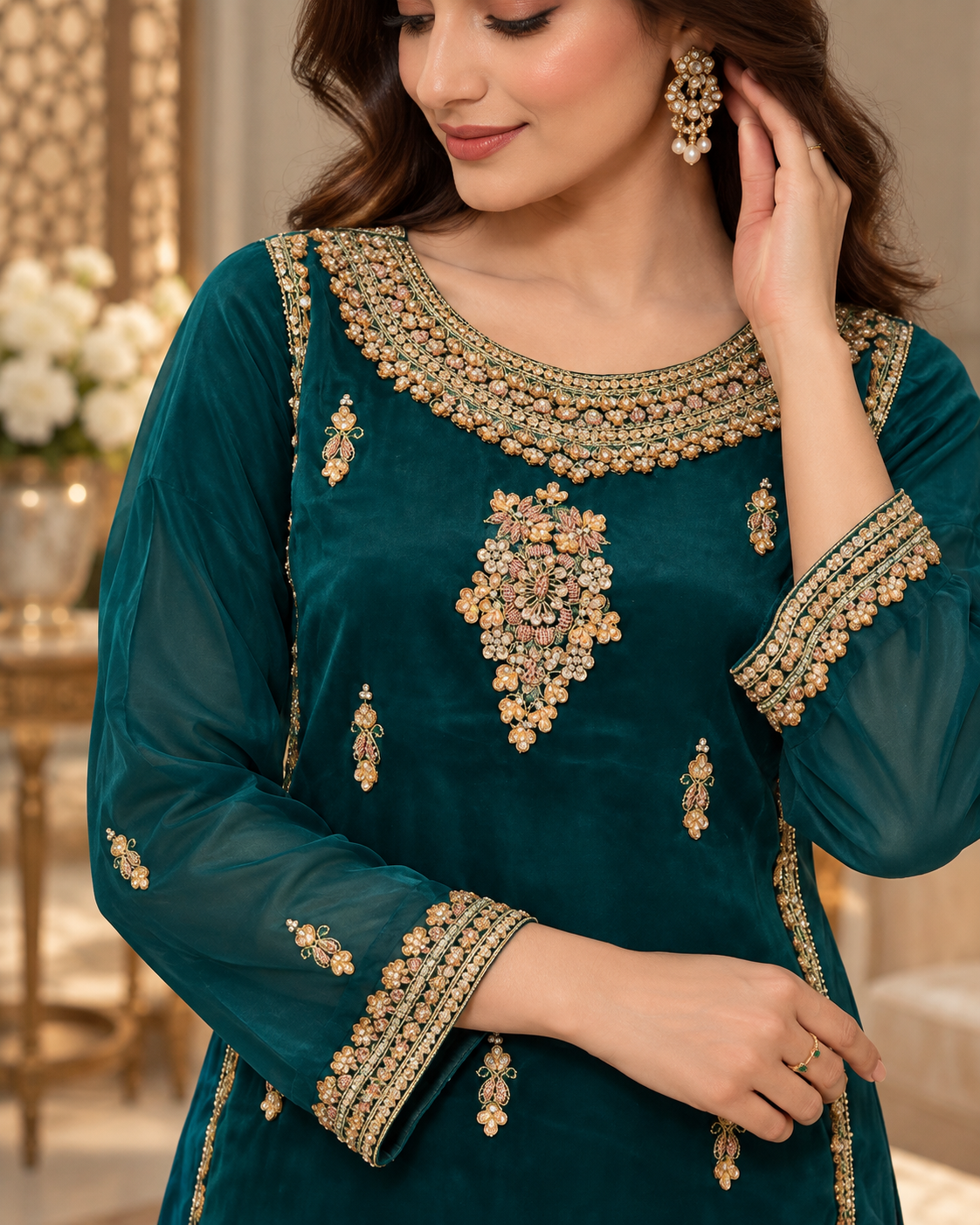 Emerald Green Gold Handmade Formal Dress – Ready to Wear & Customizable