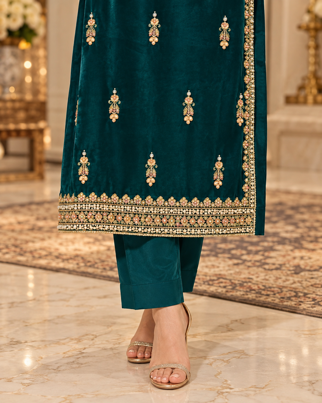 Emerald Green Gold Handmade Formal Dress – Ready to Wear & Customizable