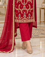 Ruby Red Gold Handmade Formal Dress – Ready to Wear & Customizable
