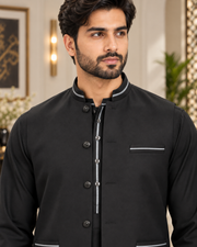 Premium Black Shalwar Kameez with Matching Waistcoat