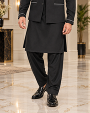 Premium Black Shalwar Kameez with Matching Waistcoat