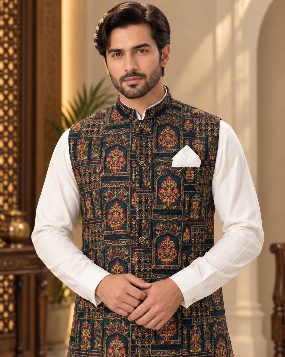 Royal Heritage Waistcoat Full Set with Shalwar Kameez & Matching Shoes