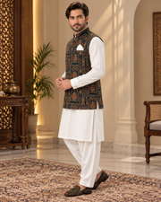 Royal Heritage Waistcoat Full Set with Shalwar Kameez & Matching Shoes