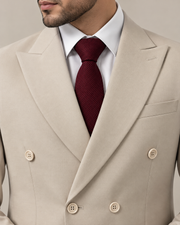 Premium Beige Double-Breasted 3 Piece Suit for Men