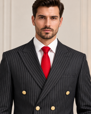 Premium Black Pinstripe Double-Breasted 3 Piece Suit for Men