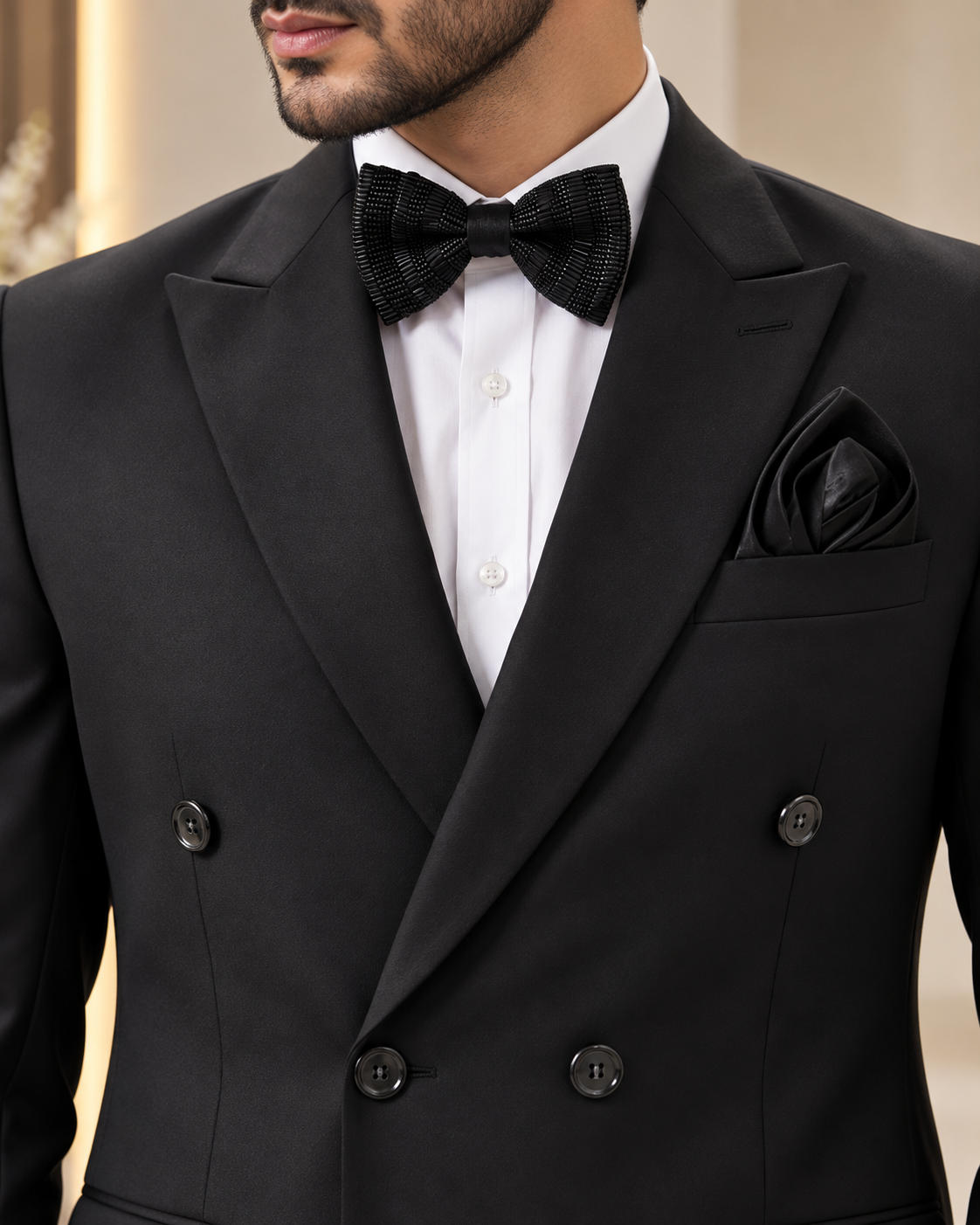 Premium Black Double-Breasted 3 Piece Suit for Men